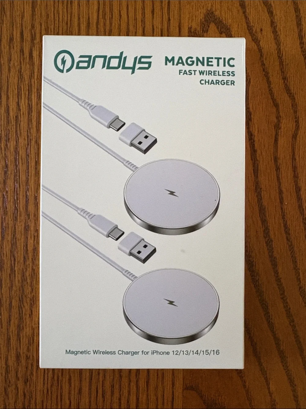 Andy’s Magnetic Fast Wireless Charger - White/Silver